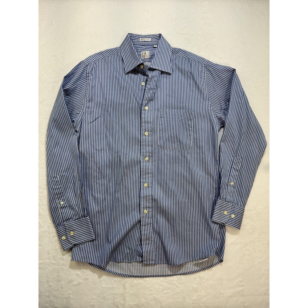 Peter Millar Shirt Mens 15.5 32/33 Blue Stripe 100% Cotton Dress‎ Long Sleeve